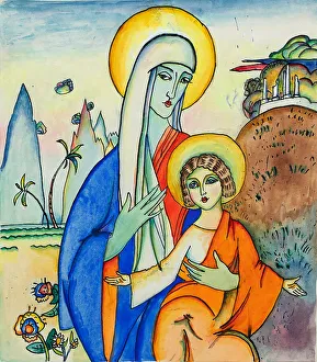 Madonna and Child, c. 1917. Creator: Kandinsky, Wassily Vasilyevich (1866-1944)