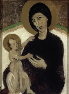 Schjerfbeck Helene Prints: Madonna and Child, after Cimabue, 1932. Creator: Helene Schjerfbeck