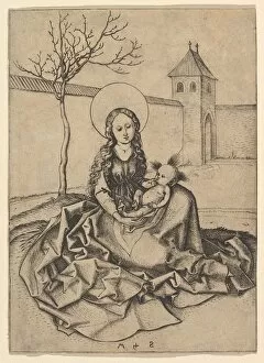 Schongauer Collection: The Madonna and Child in the Courtyard, ca. 1435-1491. Creator: Martin Schongauer