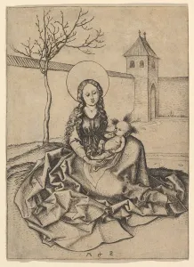 The Madonna and Child in the Courtyard, ca. 1435-1491. Creator: Martin Schongauer The Madonna and Child in the Courtyard, ca. 1435-1491. Creator: Martin Schongauer