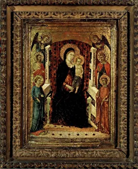 Haloes Prints: Madonna and Child enthroned, 1300-1399. Creator: Goodhart Master