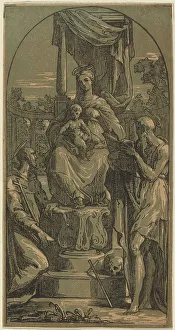 San Francesco Dassisi Prints: Madonna and Child Enthroned, Saint Jerome and Saint Francis. Creator: Anton Maria Zanetti