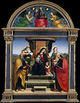 Sanzio Prints: Madonna and Child Enthroned with Saints, ca. 1504. Creator: Raphael
