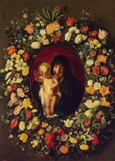 Jakob Jordaens Prints: Madonna and Child in the Garland of Flowers