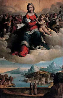 Assumption Of The Blessed Virgin Collection: Madonna and Child in glory with the saints Anthony of Padua and Francis, 1530