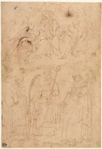 Madonna and Child in Glory above Three Saints, c. 1570. Creator: Giovanni Battista Paggi (Italian