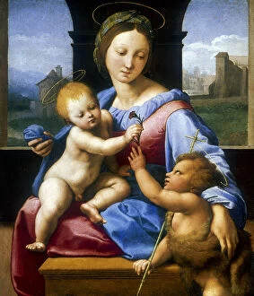 Gentle Gallery: The Madonna and Child with the Infant Baptist ( The Garvagh Madonna ), c1509-1510. Artist: Raphael