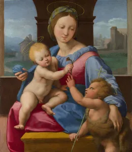 The Madonna and Child with the Infant Baptist (The Garvagh Madonna), ca 1509-1510. Artist: Raphael (1483-1520) The Madonna and Child with the Infant Baptist (The Garvagh Madonna), ca 1509-1510. Artist: Raphael (1483-1520)