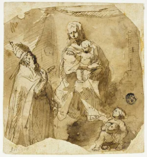 Bison Giuseppe Bernardino Prints: Madonna and Child with Infant John the Baptist and Ecclesiastic Saint