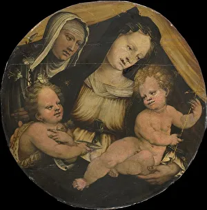 Santa Clara Prints: Madonna and Child with the Infant John the Baptist and St Clara, c.1520. Creator: Anon
