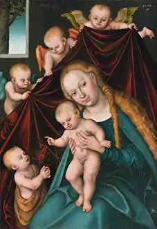 Cranach Prints: Madonna and Child with Infant Saint John the Baptist and Angels