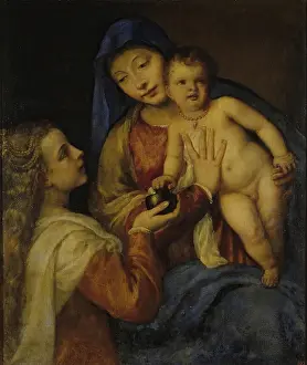 Da Cadore Prints: Madonna and Child with Mary Magdalene, 1565. Creator: Titian