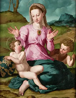 Haloes Prints: Madonna and Child with Saint John the Baptist, c1540. Creator: Agnolo Bronzino