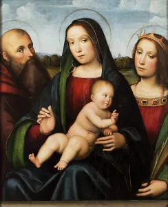Child Jesus Prints: Madonna and Child between Saints Anthony the Great and Catherine of Alexandria