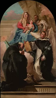 Giandomenico 1727 1804 Gallery: Madonna and Child with Three Saints, ca 1760. Artist: Tiepolo, Giandomenico (1727-1804)