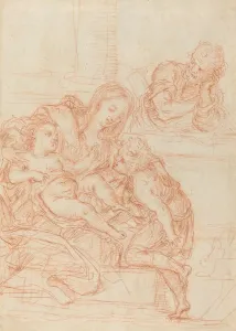 Madonna and Child with Saints John and Joseph [recto], 17th century. Creator: Unknown