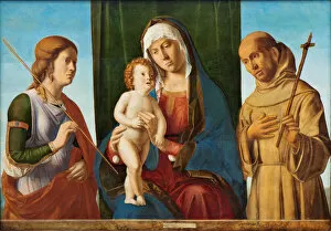 Assisi Gallery: Madonna and Child between Saints Ursula and Francis of Assisi, c. 1495. Creator: Cima da Conegliano