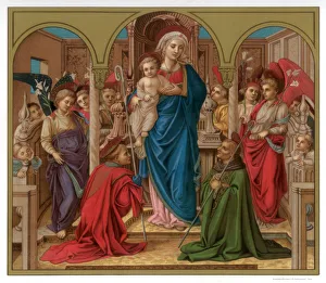 St Augustine Gallery: Madonna and Child with St Fredianus and St Augustine, 1437-1438 (1870). Artist: Franz Kellerhoven