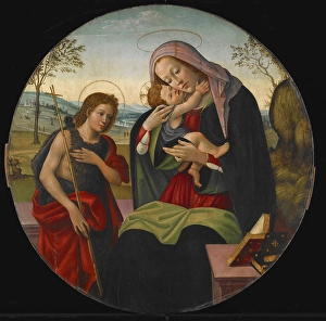 Botticelli Prints: Madonna and Child with St John the Baptist, about 1510. Creator: Sandro Botticelli