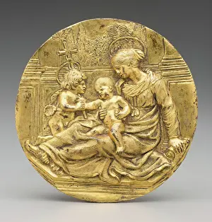 Gilding Prints: Madonna and Child and St. John in a Courtyard, c.between 1620 and 1650. Creator: Unknown