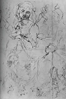 Sketchbook Prints: The Madonna and Child and other Studies, c1469 (1945). Artist: Leonardo da Vinci