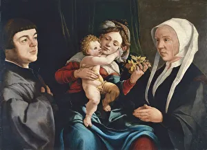 Madonna of the Daffodils with the Christ Child and Donors, 1535. Creator: Jan van Scorel