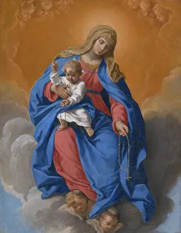 Madonna del Rosario (Madonna of the Rosary), c 1640. Creator: Cantarini, Simone (1612-1648)
