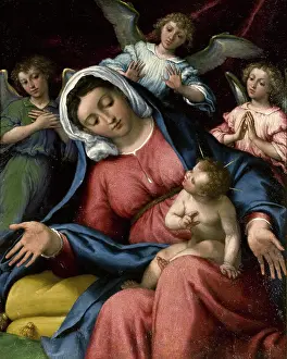 Angels Prints: Madonna della Grazie, 1525. Creator: Lorenzo Lotto