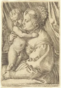 Flower Pot Prints: Madonna with Flower Vase, c. 1520. Creator: Barthel Beham