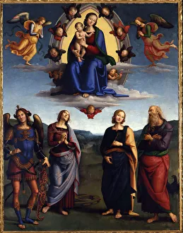 Our Lady Prints: Madonna in Glory with Saints (Pala Scarani), c. 1500. Creator: Perugino (ca. 1450-1523)