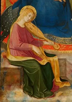 Madonna of Humility with Two Musician Angels. Detail: Musician Angel, c1450