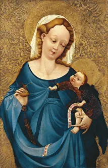 Madonna with the inkwell, ca 1430. Artist: Master of the Middle-Rhine