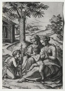 Marcantonio Raimondi Italian Prints: Madonna of the Palm Tree. Creator: Marcantonio Raimondi (Italian, 1470 / 82-1527 / 34)