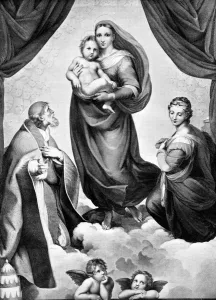 The Madonna in San Sisto, c1512, (1893). Artist: John L Stoddard The Madonna in San Sisto, c1512, (1893). Artist: John L Stoddard