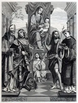 Madonna seated on a Throne Surrounded with Saints, c1494-1517 (1870). Artist: Trichon Madonna seated on a Throne Surrounded with Saints, c1494-1517 (1870). Artist: Trichon