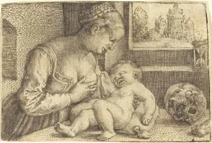 Nipple Prints: Madonna with Skull, 1520s. Creator: Barthel Beham