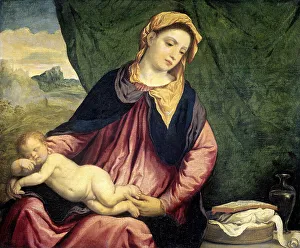 Paris 1500 1571 Prints: Madonna with Sleeping Child, Between 1540 and 1560. Artist: Bordone, Paris (1500-1571)