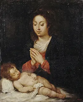 Peaceful Prints: Madonna with the Sleeping Infant Christ, 1668. Creator: Jeronimo de Bobadilla