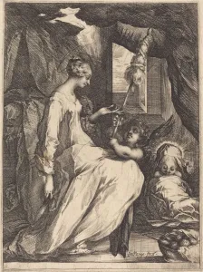 Bellange Jacques Gallery: The Madonna Spinning, 1615. Creator: Jacques Bellange