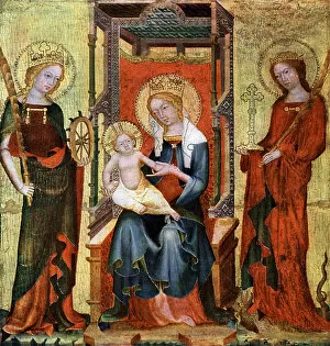 St Catherine Of Alexandria Gallery: Madonna Between St Catherine and Margaret, c1360 (1955)