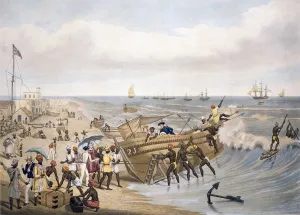 Sails Prints: Madras, Embarking, 1856. Creator: J. B. East (19th century)