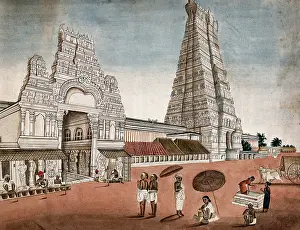 Street Vendor Prints: Madura: entrance to the main pagoda, (between 1800 and 1899?). Creator: Unknown