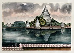 Sacred Prints: Madurai: a view of the tank and the Judge's house
