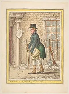 Gillray Collection: Maecenas, in pursuit of the Fine Arts.-Scene, Pall Mall; a Frosty Morning, May 9, 1808