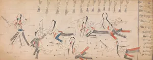 Bows And Arrows Prints: Maffet Ledger: Drawing, ca. 1874-81. Creator: Unknown