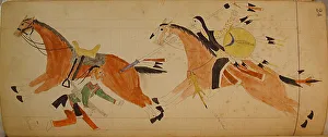 Exercise Book Prints: Maffet Ledger: Two Indians with horses, ca. 1874-81. Creator: Unknown