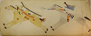 Exercise Book Prints: Maffet Ledger: Two Mounted Indians, ca. 1874-81. Creator: Unknown