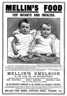 Cod Liver Oil Prints: Magazine advertisement for Mellins Emulsion