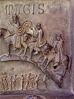 Pisa Prints: The Magi. Bronze relief at the south gate of the transept of Pisa Cathedral, designed