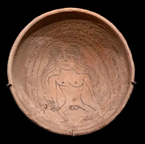 Magic bowl with an incantation text in Judeo-Aramaic and an image of the demon Lilith, 5th-6th century. Found in the Collection of Musee de la Castre, Cannes Terracotta Collection: Magic bowl with an incantation text in Judeo-Aramaic and an image of the demon Lilith, 5th-6th centu